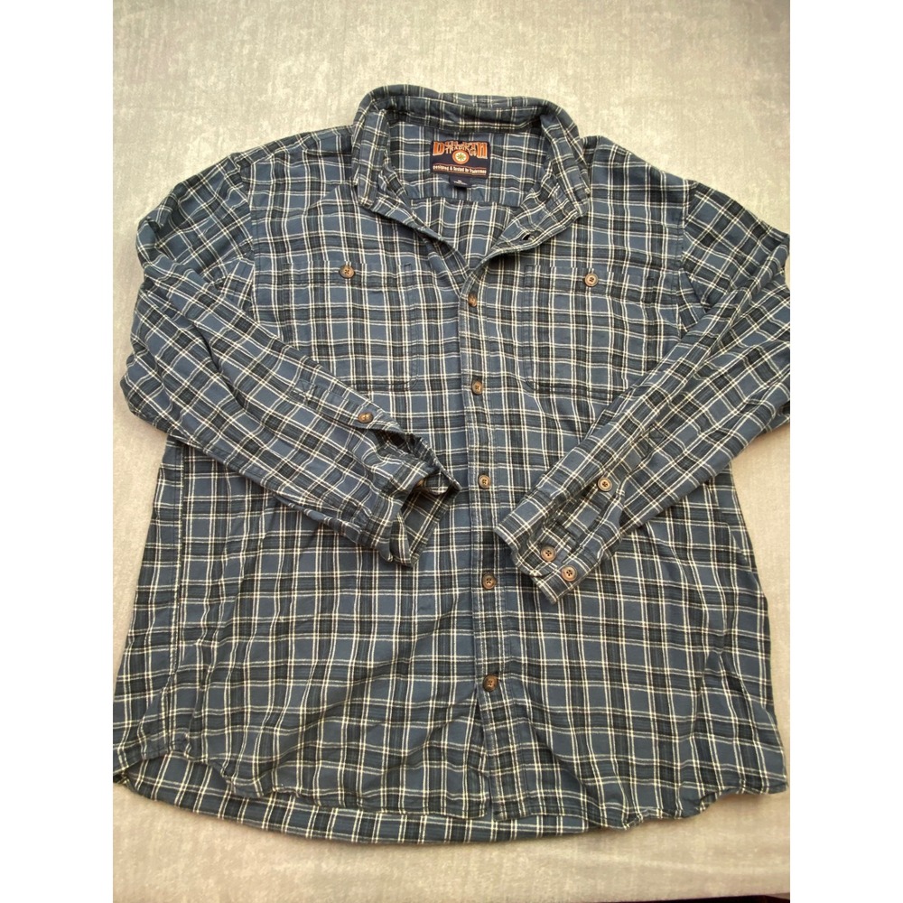 Duluth Trading Co‎ Mens XL Blue Plaid Long Sleeve Button Down Shirt Cotton